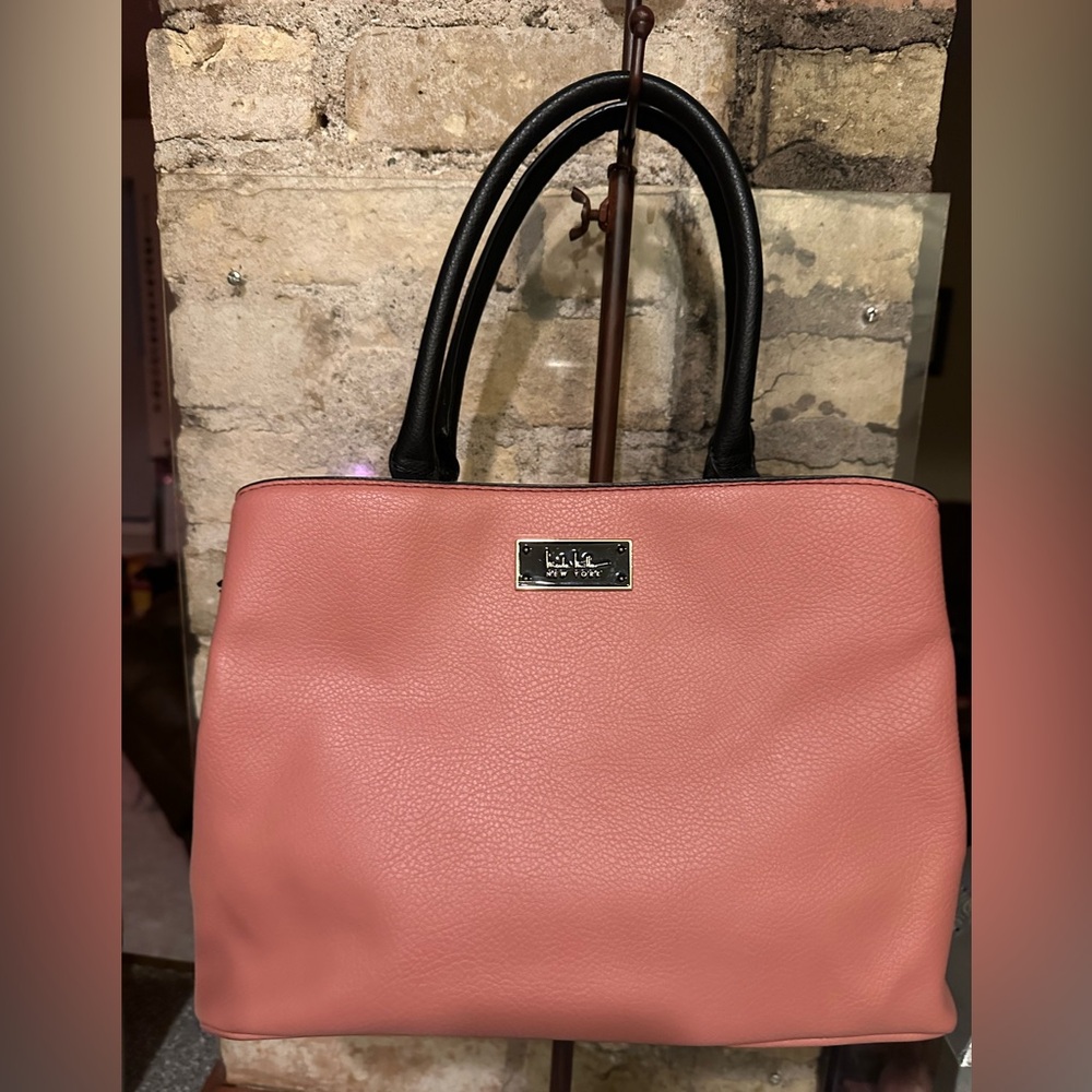 Nichole Miller Tote with Black Handles in Dusty Pink